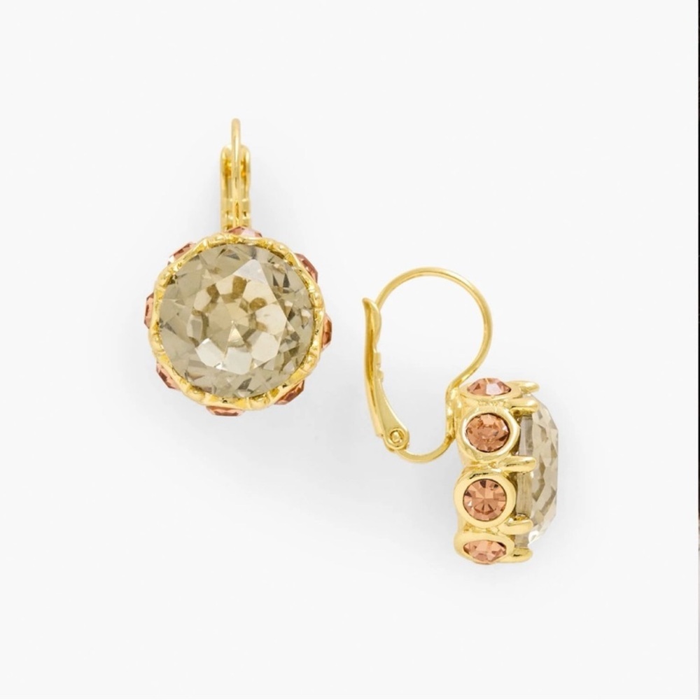 Talbots encrusted Bezel drop earring size 1.1/8” - Picture 2 of 10